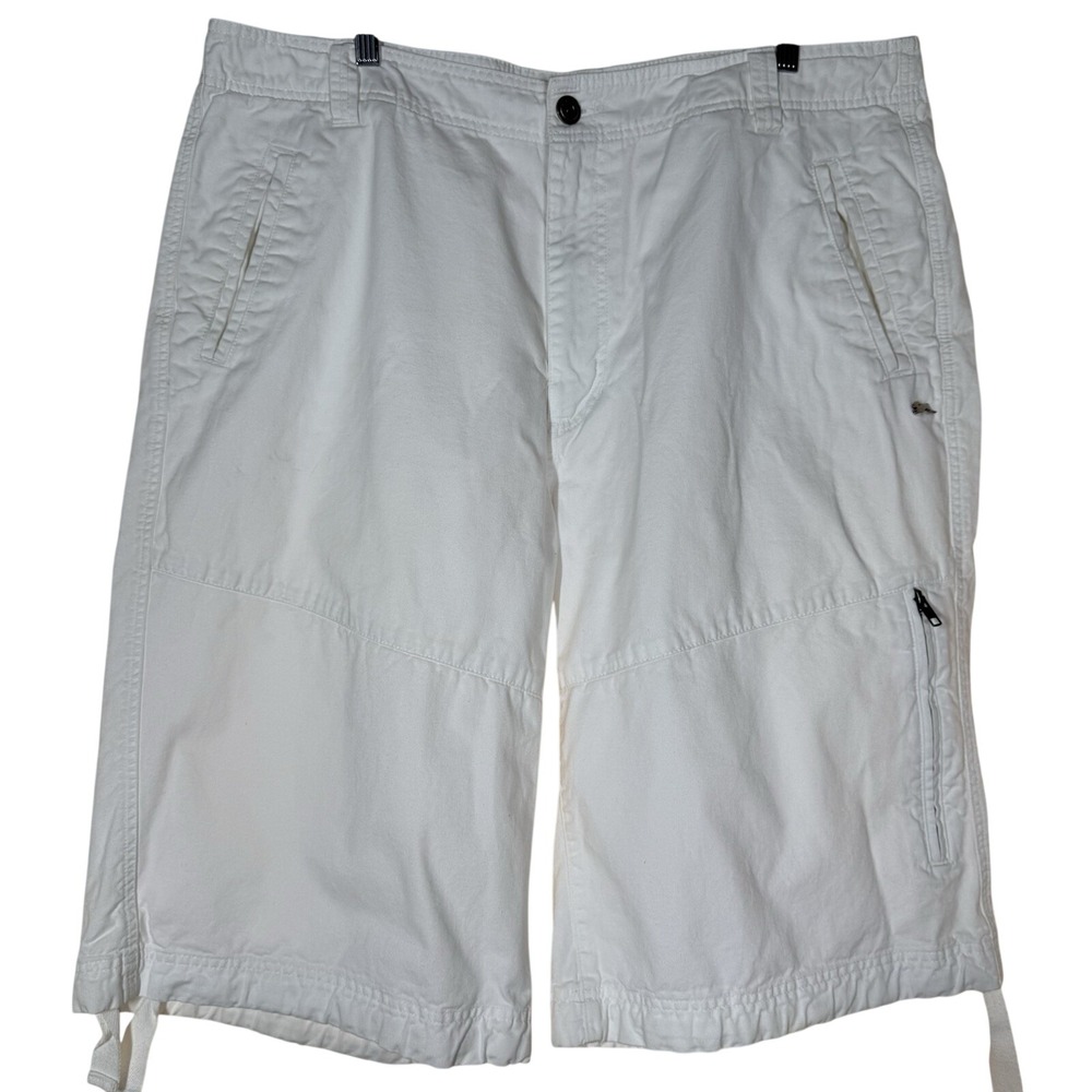 A Tiziano White Cargo Shorts Men's Size 42 Utility Y2K Streetwear Cotton